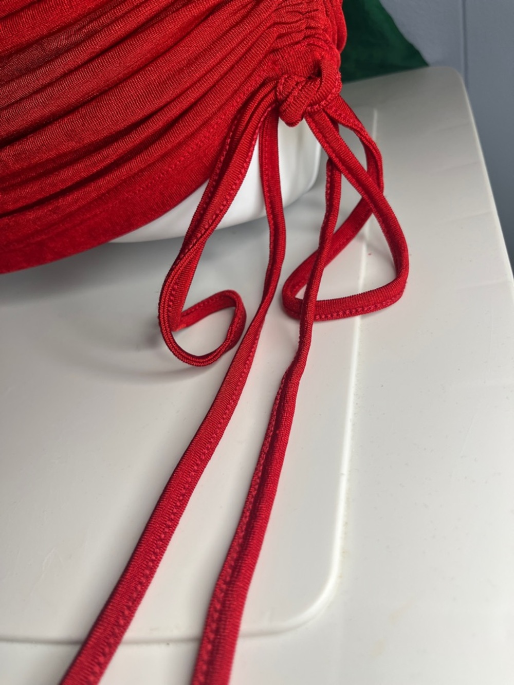 Red Backless Halter Ruched Mini Dress - Picture 3 of 4